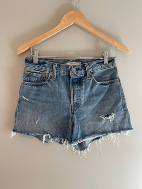 Levi’s Wedgie Shorts Size 28 Distressed Frayed Hem Festival Summer Beachy